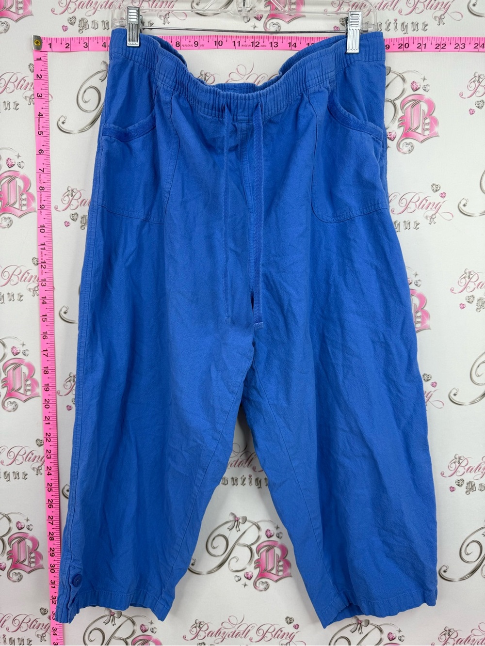 Laura Scott capri pants blue Royal Blue Elastic Waist Joggers